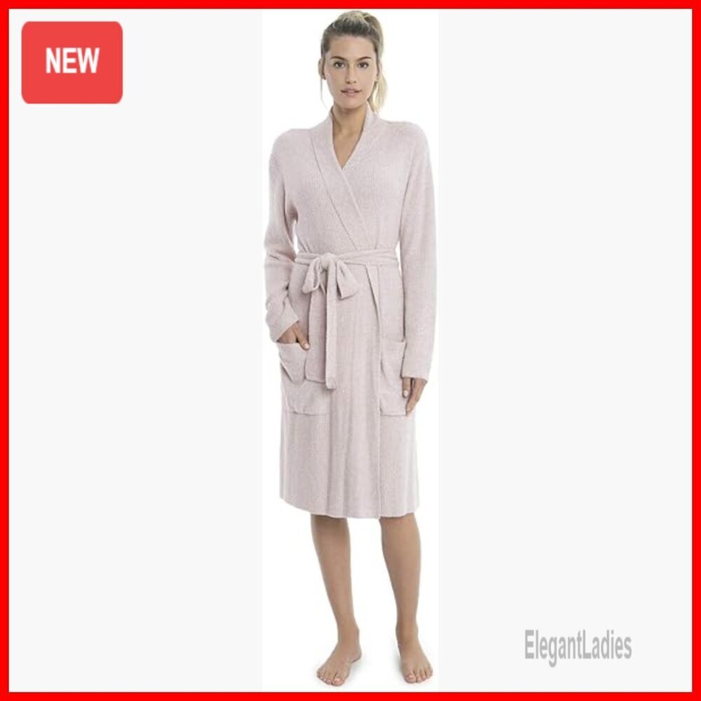 Super Soft Ribbed Robe with Shawl Collar and Pockets
